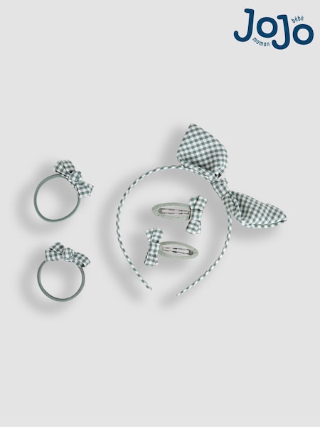 JoJo Maman Bébé Green Gingham Hair Accessories Pack (F18062) | £12