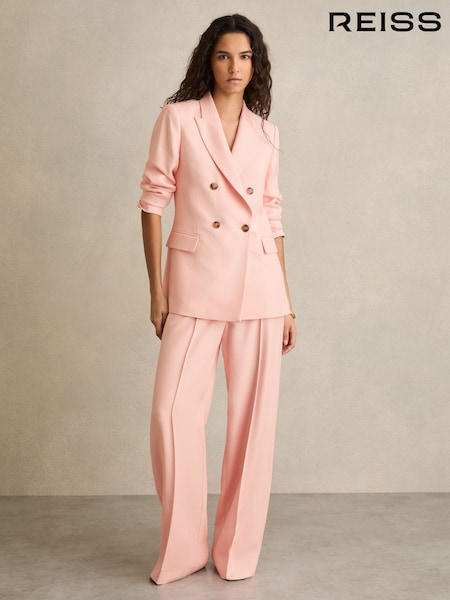 Reiss Pink Magda Petite Wide-Leg Suit Trousers (F18107) | £168