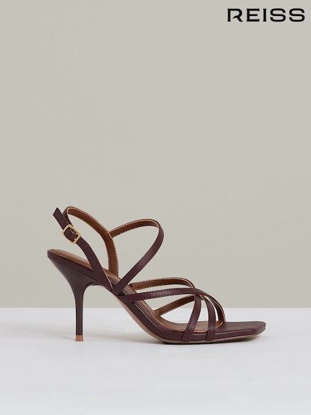 Reiss Oxblood Elise Leather Strappy Stiletto Sandals (F18161) | £178