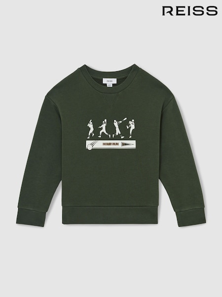 Reiss Pine Green Tanner 13-14 yrs Cotton-Blend Varsity Sweatshirt (F18182) | £38