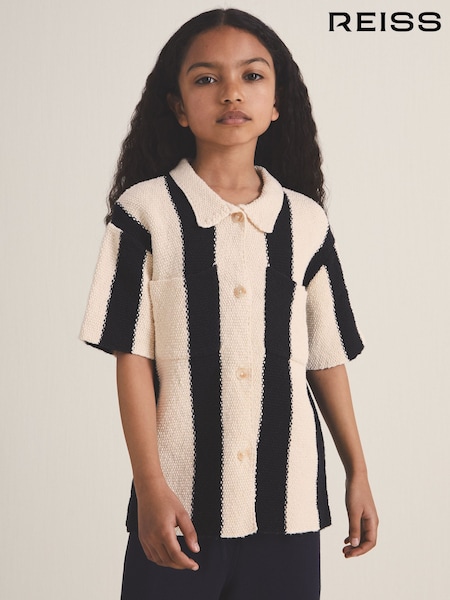 Reiss Black Clive 4-9 yrs Reiss | Les 100 Ciels Stripe Knit Shirt (F18193) | £45
