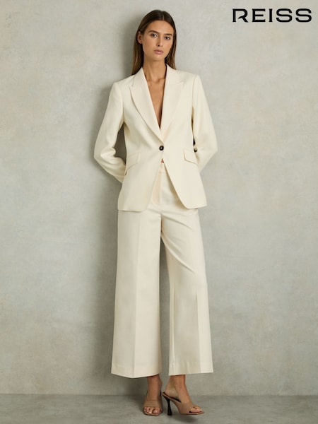 Reiss Cream Myrtle Petite Twill Culotte Trousers (F18263) | £138