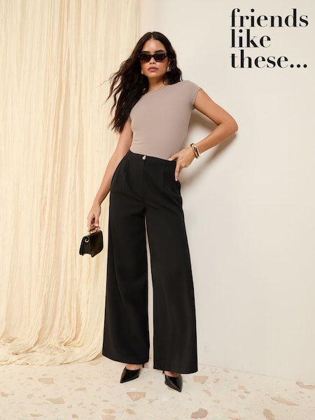 Friends Like These Black Pleated Palazzo Tailored Trousers (F18332) | £42