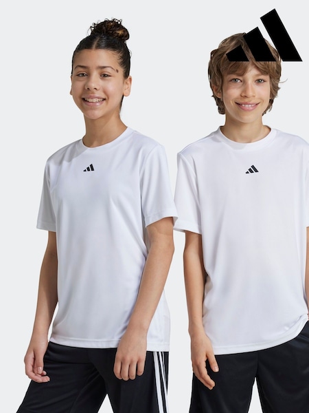 adidas White/Black Regular Fit Train Essentials Logo Kids T-Shirt (F18449) | £12