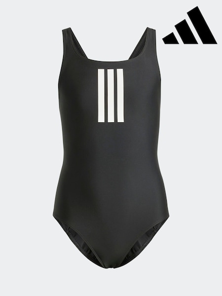 adidas Black/White 3-Stripes Swimsuit Kids (F18466) | £23