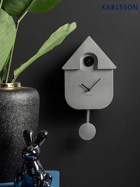 Karlsson Metallic Silver Modern Cuckoo Wall Clock (F18471) | £80