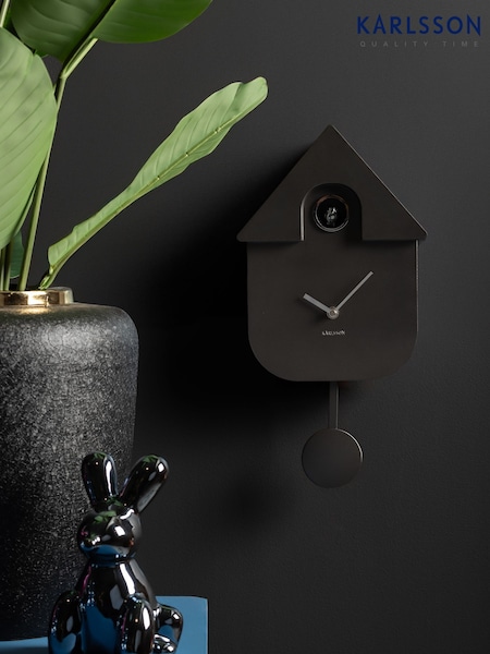 Karlsson Metallic Dark Grey Modern Cuckoo Wall Clock (F18474) | £80
