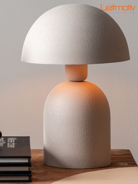Leitmotiv Warm Grey Boaz Textured Table Lamp (F18481) | £71