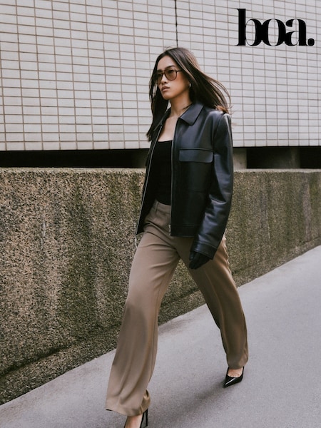Because Of Alice Brown Mid Rise Wide Leg Trousers (F18521) | £75