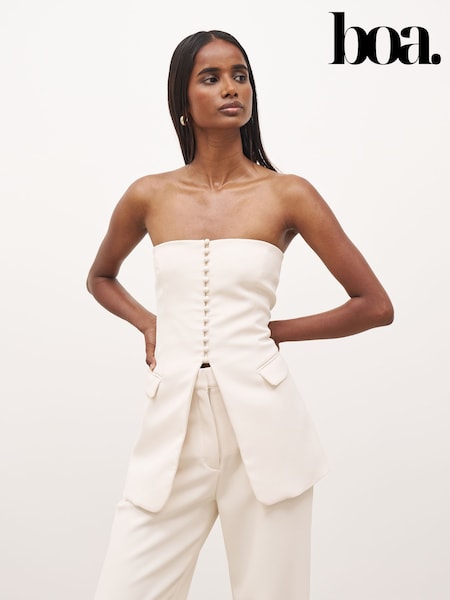 Because Of Alice Cream Strapless Peplum Bodice Top (F18528) | £65