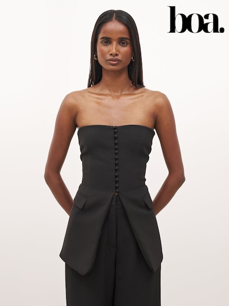 Because Of Alice Black Strapless Peplum Bodice Top (F18547) | £65