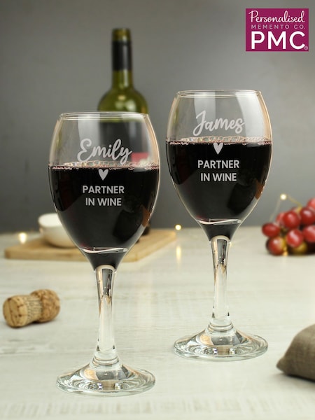 Set of 2 Personalised Wine Glasses by PMC (F18601) | £22