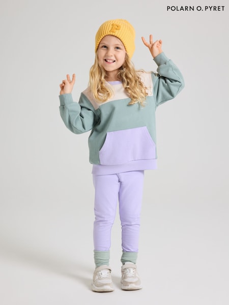 Polarn O. Pyret Green 100% Organic Cotton Block Colour Sweatshirt (F18658) | £30