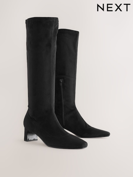 Black Standard/Wide Fit Forever Comfort® Chisel Toe Knee Sock Boots (F18675) | £58
