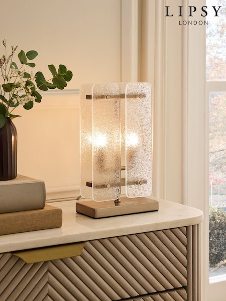 Lipsy Champagne Gold Crackle Glass Table Lamp (F18736) | £79