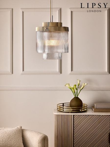 Lipsy Brass Ridge Glass Chandelier Light (F18737) | £120