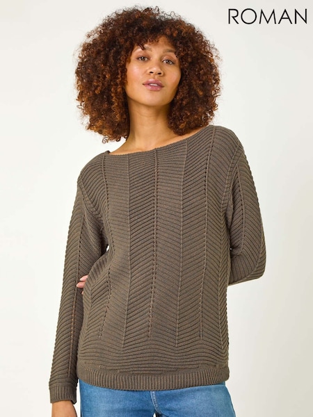 Roman Brown Melange Chevron Knit Jumper (F18781) | £42