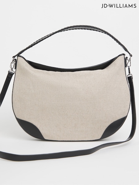 JD Williams Cream Canvas And PU Shoulder Bag (F18818) | £38
