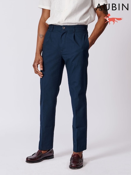Aubin Stickney Seersucker Relaxed Fit Trousers (F18844) | £129
