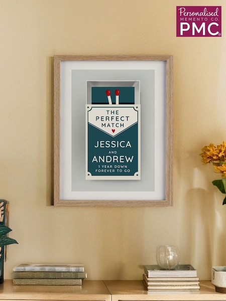 Personalised "The Perfect Match" Couples Oak Framed Print by PMC (F18857) | £16