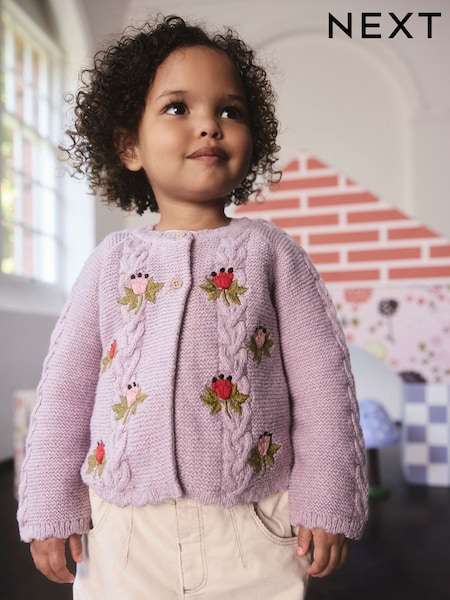Purple Cath Kidston Floral Cable Cardigan (3mths-7yrs) (F18977) | £19 - £23