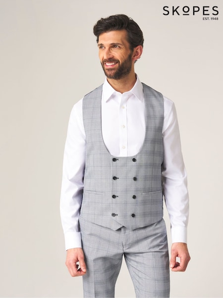 Skopes Grey Double Breasted Double Breasted Scoop Anello Suit Waistcoat (F19026) | £55