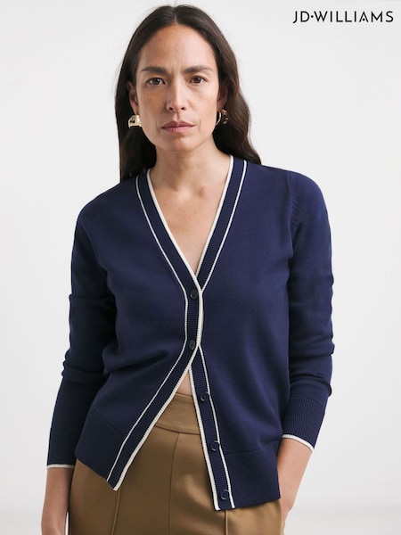 Anthology By JD Williams Blue Contrast Trim Cardigan (F19129) | £32