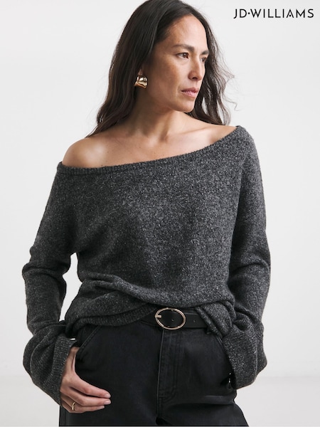 Anthology By JD Williams Grey Premium Off The Shoulder Knitted Tunic (F19131) | £36