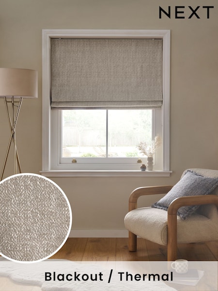 Natural Ready Made Blackout Cosy Texture Roman Blind (F19144) | £50 - £110