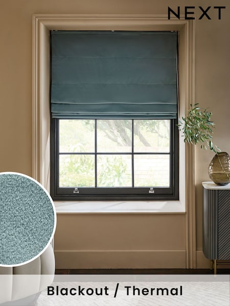 Blue Smoke Ready Made Blackout Matte Velvet Roman Blind (F19149) | £40 - £100
