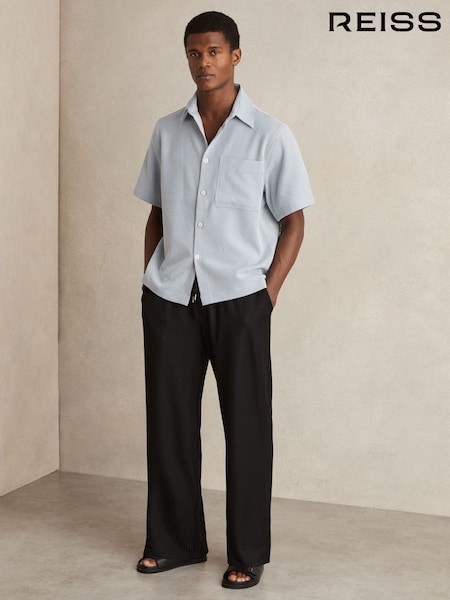 Reiss Soft Blue/White Sensei Seersucker Stripe Shirt (F19175) | £120