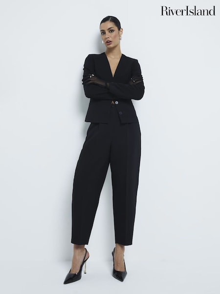 River Island Black Slim Barrell Leg Trousers (F19255) | £40