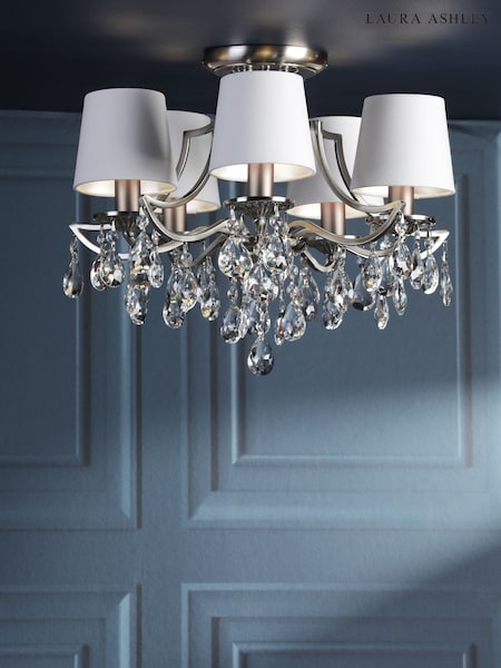 Laura Ashley Polished Nickel Enstone 5 Light Semi Flush Ceiling Light (F19274) | £299