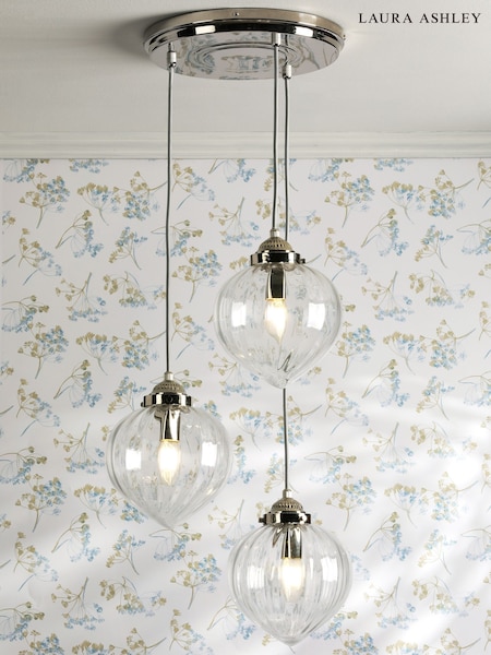Laura Ashley Polished Nickel Whitham Pendant 3 Light Ceiling Light (F19275) | £170