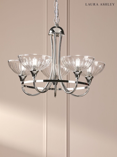 Laura Ashley Polished Nickel Wellham 5 Light Pendant Light (F19280) | £170