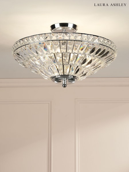 Laura Ashley Polished Chrome Vienna 3 Light Flush Light (F19283) | £220