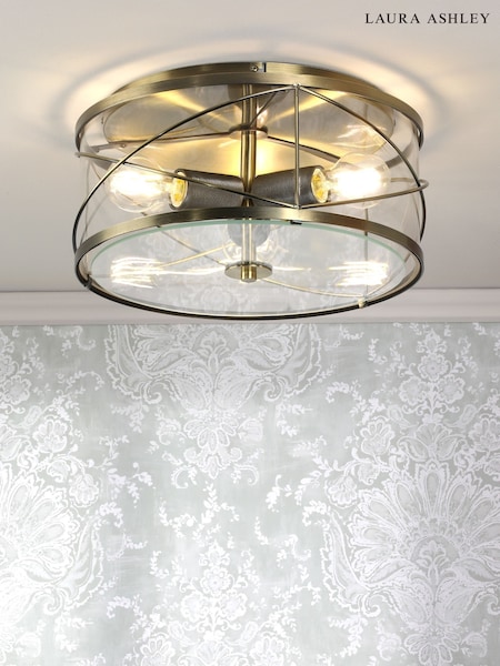 Laura Ashley Antique Brass Beckworth 3 Flush Ceiling Light (F19290) | £125
