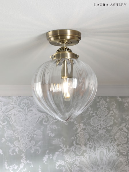 Laura Ashley Antique Brass Whitham 1 Semi Flush Flush Ceiling Fitting Ceiling (F19295) | £55