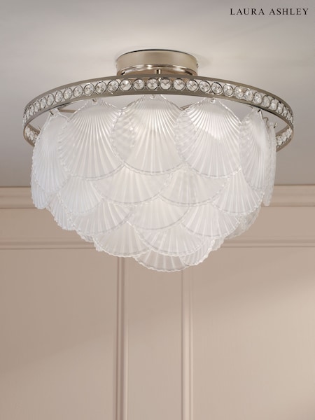 Laura Ashley Polished Nickel Caverton 4 Light Semi Flush Ceiling Light (F19305) | £230