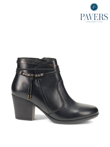 Pavers Black Breathable Leather Ankle Boots (F19334) | £60