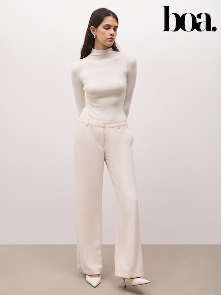 Because Of Alice Cream Fine Knit High Neck Bodysuit (F19373) | £48