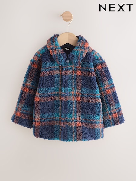 Navy Check Borg Fleece Shacket (3mths-7yrs) (F19391) | £17 - £19