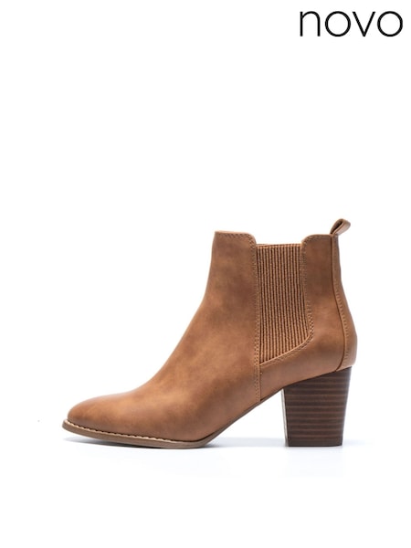 Novo Brown Jacob Mid Block Heel Chelsea Boots (F19448) | £40
