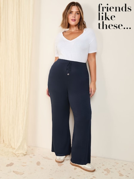 Friends Like These Navy Curve Jersey Wide Leg Trousers (F19475) | £26