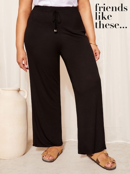 Friends Like These Black Curve Jersey Wide Leg Trousers (F19476) | £26