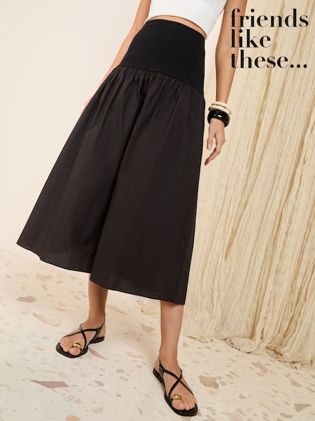Friends Like These Black Petite Dropped Waist Maxi Skirt (F19480) | £30