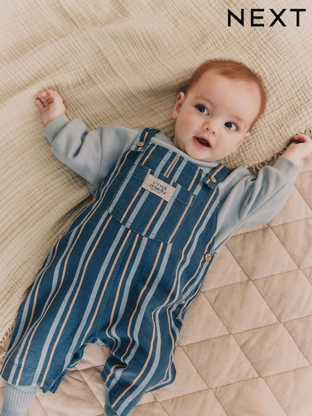 Mineral Stripe Baby Woven Dungaree and Bodysuit Set (0mths-2yrs) (F19498) | £20 - £22