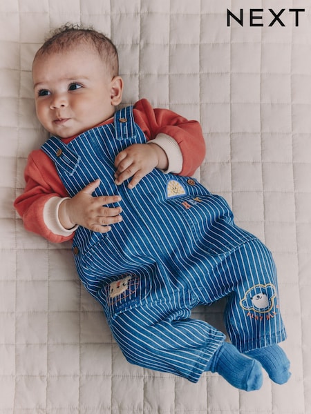 Bright Character Stripe Baby Denim Dungarees and Bodysuit Set (0mths-2yrs) (F19505) | £22 - £24