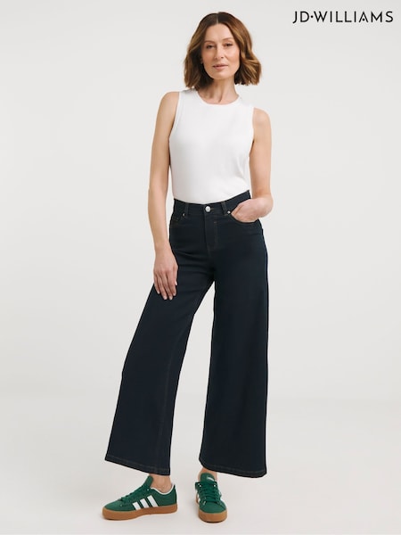 JD Williams Blue 24/7 Wide Leg Crop Jeans (F19516) | £25