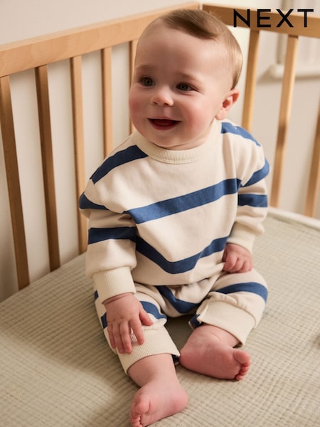 Blue Stripe Baby Sweat Romper (0mths-3yrs) (F19520) | £14 - £16